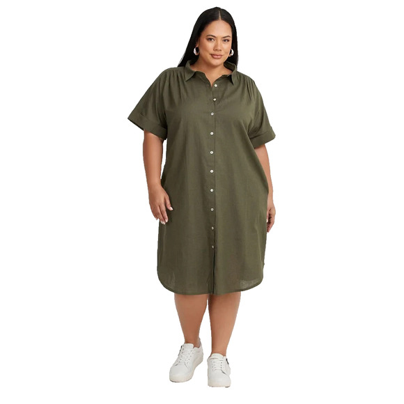 J.CREW Baird McNutt Irish Linen Shirt Dress in Sage Green - Plus Size 2X - Picture 1 of 10
